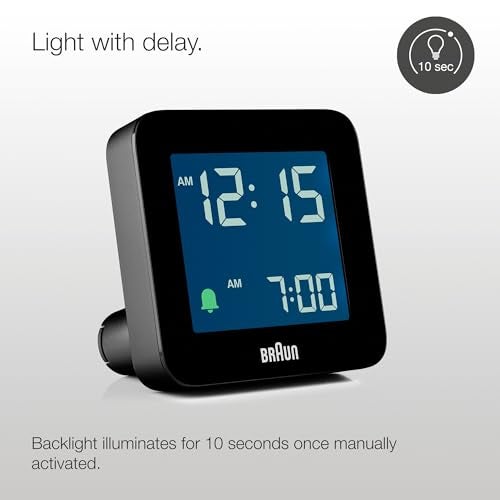 Braun Digital Alarm Clock with Snooze, Negative LCD Display, Quick Set, Crescendo Beep Alarm in Black, Model BC09B (1-Pack) - Image 3