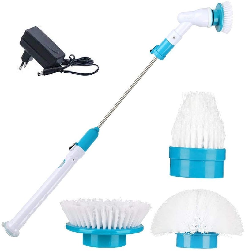 Cpixen Plastic Replaceable 3 Brushes and Extention Handle for Electric Spinning Scrubber Machine Floor Cleaning Bathroom Tiles Cleaner Tool Multicolor - Image 4