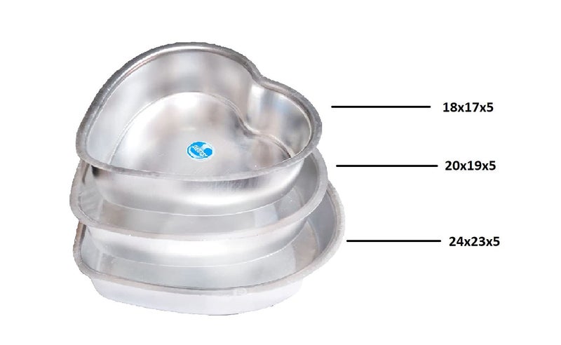 Stephy Aluminium Heart Shaped Cake Baking Moulds Pack of 3 - Image 3