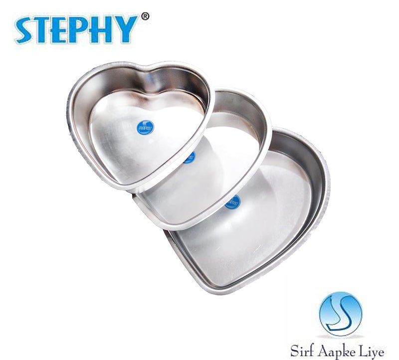 Stephy Aluminium Heart Shaped Cake Baking Moulds Pack of 3 - Image 2