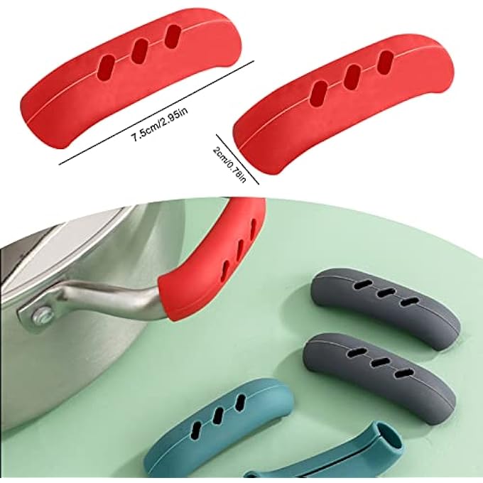هواكايلي 2 قطعة 3 * 08 مقبض مساعد سيليكون حامل قبضة مقلاة من الحديد الزهر أغطية مقبض وعاء غير قابل للانزلاق مقاوم للحرارة حامل مقبض ساخن لمقالي القلي والشوايات 3 أحمر - Image 3
