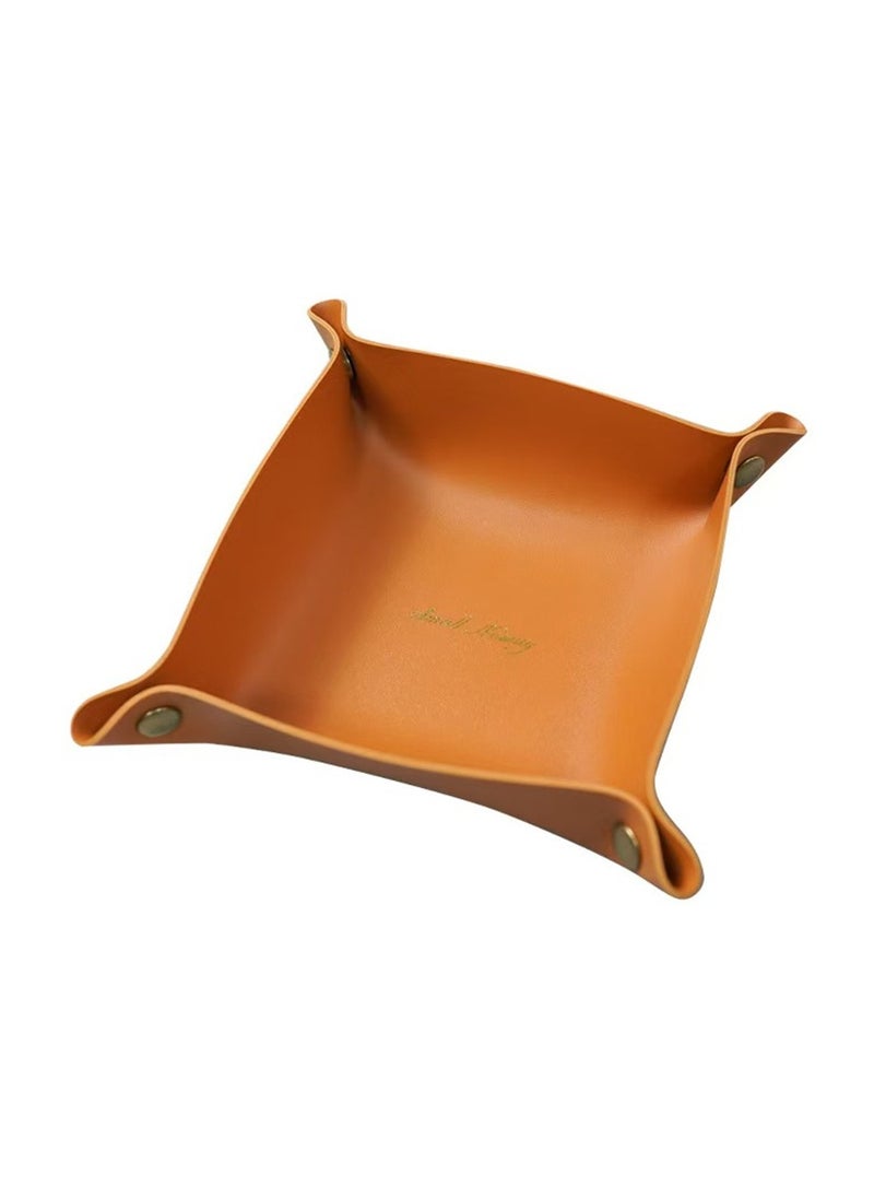Generic Nordic Style Leather Storage Tray Desktop Organizer For Key Jewelry Cosmetic Storage Box Folding Organizer Home Decoration  - Image 2