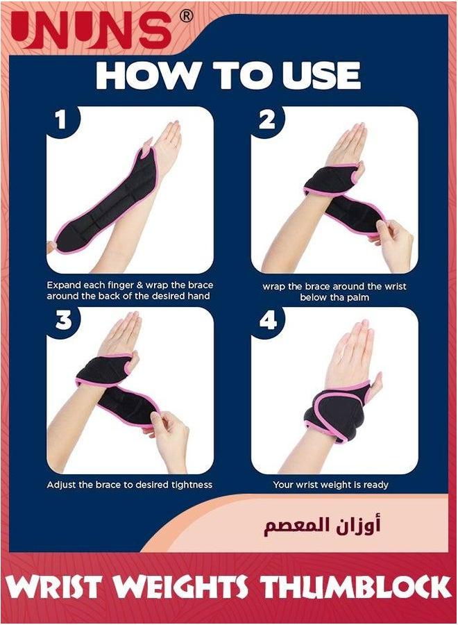 UNUNS Wrist Weights Set With Thumb Hole, of 2,1 lb 1 Pair,Adjustable Ankle Arm For Women Men Kids Fitness Strength Exercise Gym Workout Walking Jogging Cardio Exercises,Black Pink - Image 4