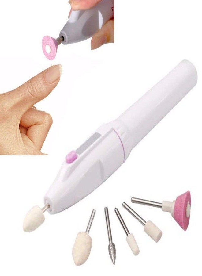 ZQQWI Electric Nail Drill Nails Art File Electric Manicure Drill Set, Portable Nail Buffer Fingernail Grinder Kit Multi-function Natural Toe Nail Polisher Grinding Burnishing Machine for Home Salon (5 IN 1) - Image 3