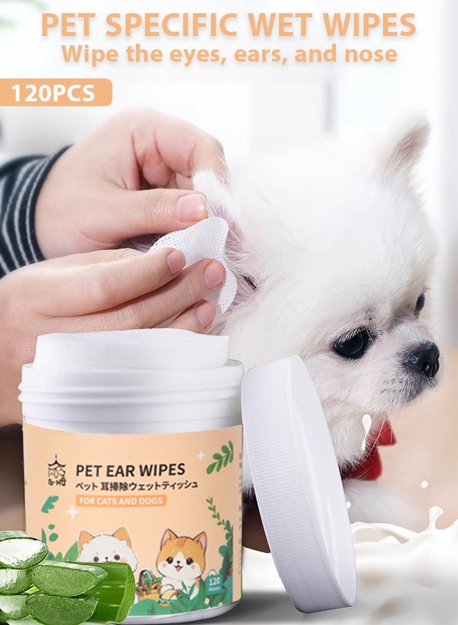 Generic 120PCS pet wipes,Skin friendly non-woven wet wipes,Pet specific wet wipes,Can be used for pet cats and dogs to remove earwax, tear stains, clean ears, eyes, and nose, effectively anti-inflammatory and anti-inflammatory, and mite removal,box containing  - Image 1