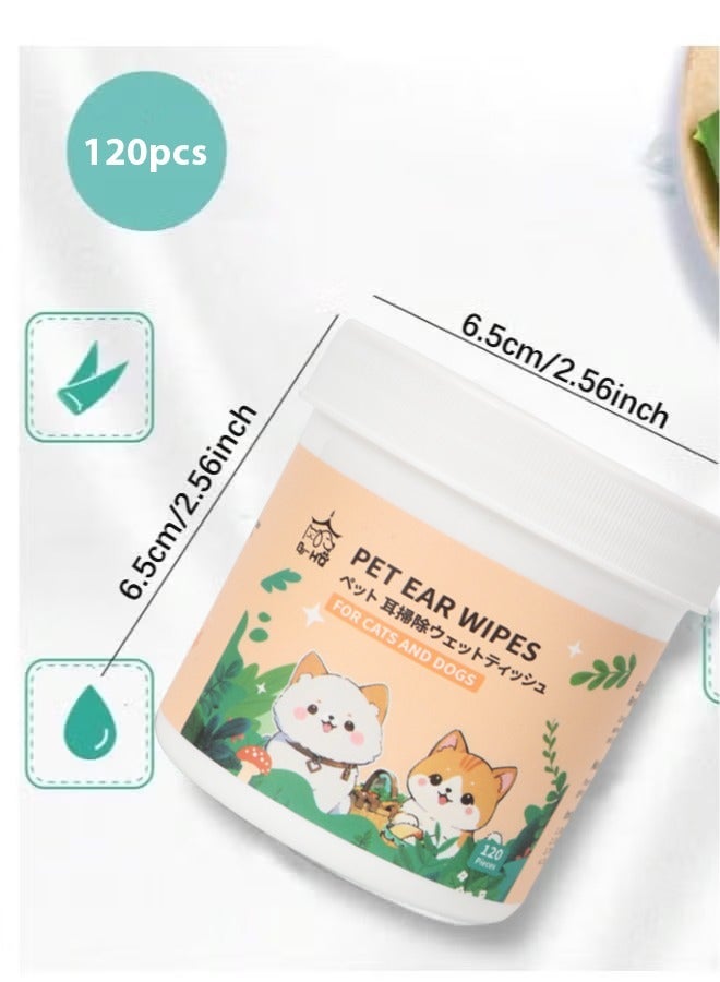 Poxvalzor 120PCS pet wipes,Skin friendly non-woven wet wipes,Pet specific wet wipes,Can be used for pet cats and dogs to remove earwax, tear stains, clean ears, eyes, and nose, effectively anti-inflammatory and anti-inflammatory, and mite removal,box containing - Image 2