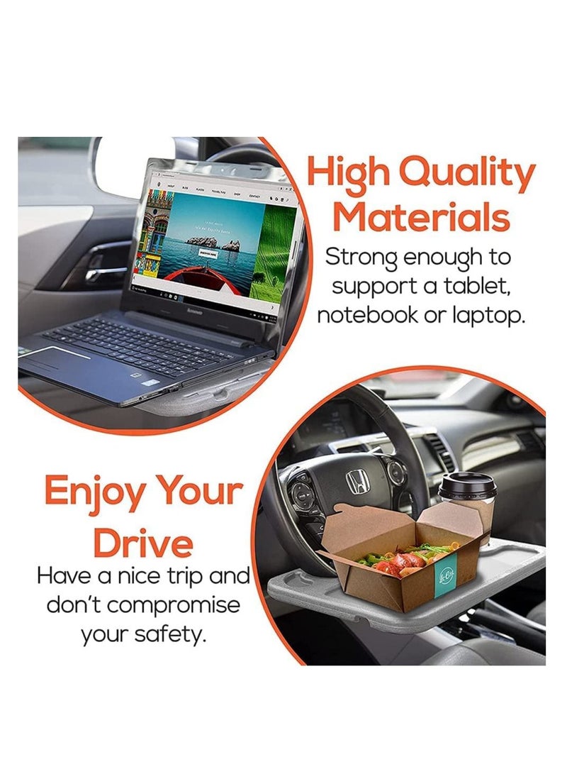 SYOSI Steering Wheel Desk  Car Table for Writing Laptop Tablet or Ipad with Pen Slot Food Eating Tray with Cup Holder Car Table Accessories for Drivers Fits Most Vehicle Steering Wheels - Image 4