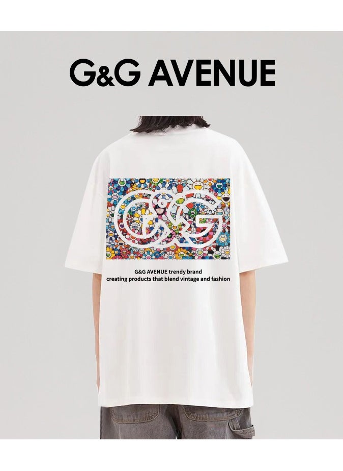 G&G AVENUE Heavy cotton fabric Men's Oversized round neck T-shirt, pure cotton thick and high-quality, 1/2 sleeve shirt slim fit new trend  - Image 4