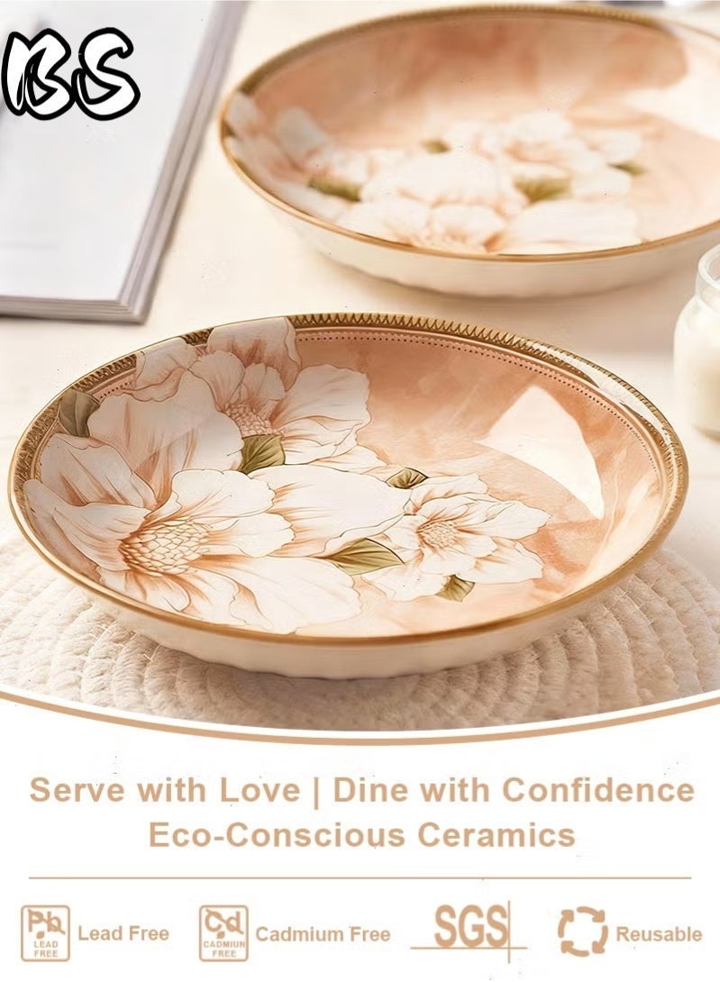 بي إس طقم عشاء سيراميك من ست قطع من بي إس، بنقشة الكاميليا - أفضل سعر | مثالي للوجبات اليومية والتجمعات العائلية في الشرق الأوسط، شحن سريع | فاخر وراقي، أنيق ورائع، طقم هدايا مثالي، مصمم بشكل جميل بنقوش زهرية ملونة - Image 3