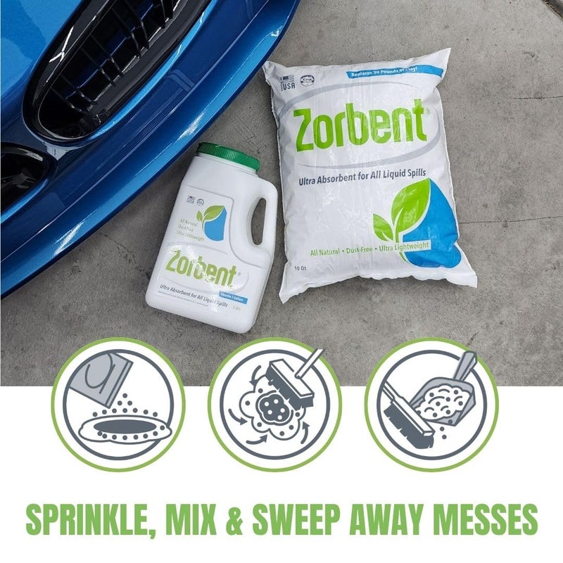 Zorbent Liquid Spill Cleanup 10 Quart Bag | 16X More Absorbent for Grease, Oil, Blood â€“ Reusable for Floor, Carpet, Pet Accident, or Biohazard Mess â€“ Fast Acting, Lightweight, Non-Toxic - Image 5
