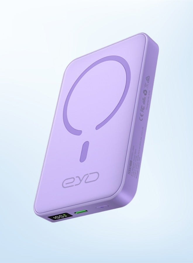 eyda Magnetic Wireless Charging Mini Power Bank 10000 mAh (purple) - Image 1