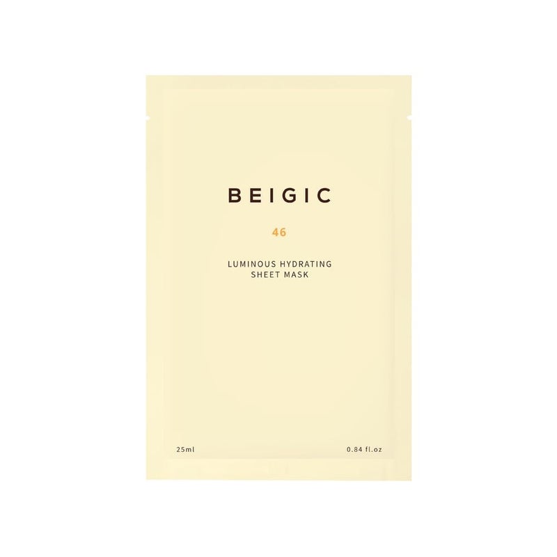 BEIGIC Luminous Hydrating Sheet Mask  Korean Vegan Skincare wPeptides Vitamin C  Niacinamide  Glass Skin Moisturizing Firming Face Mask Pack 084 fl oz