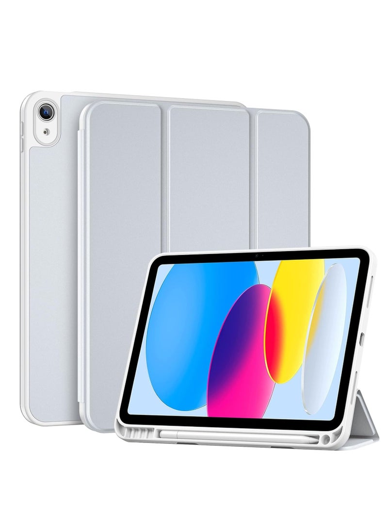 iPad Smart Case 2025/for iPad 10th 10.9 2022 with Auto Sleep/Wake, Ultra Protection with Pen Holder, Suitable for iPad Stand for Watching Movies, Silver - Image 1