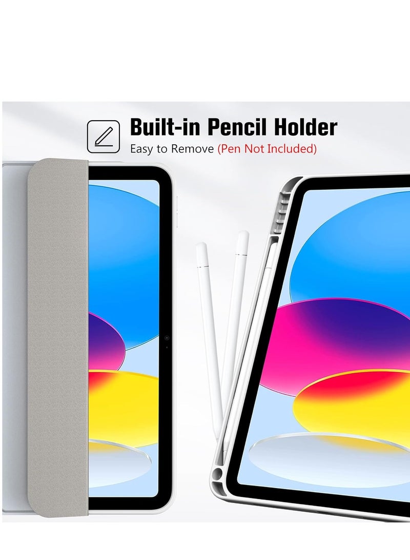 iPad Smart Case 2025/for iPad 10th 10.9 2022 with Auto Sleep/Wake, Ultra Protection with Pen Holder, Suitable for iPad Stand for Watching Movies, Silver - Image 2