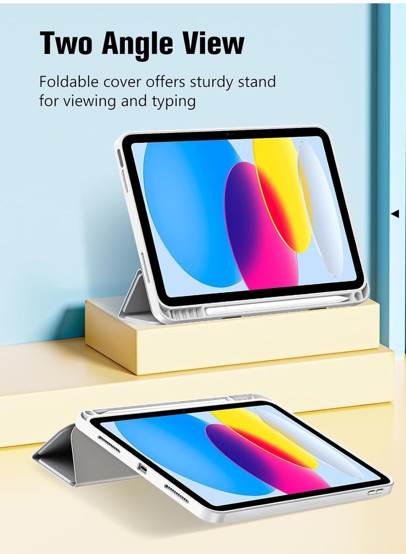 iPad Smart Case 2025/for iPad 10th 10.9 2022 with Auto Sleep/Wake, Ultra Protection with Pen Holder, Suitable for iPad Stand for Watching Movies, Silver - Image 4