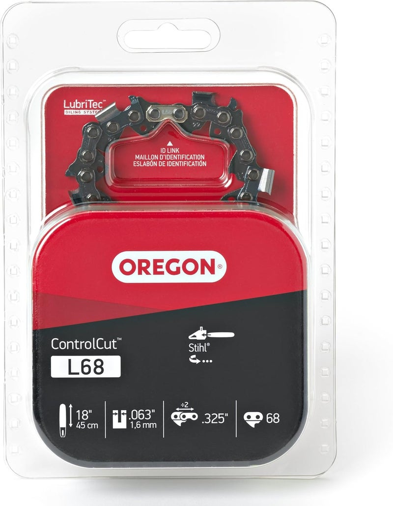 Oregon L68 ControlCut Chainsaw Chain for 18-Inch Bar, 68 Drive Links, .325" Pitch, .063" Gauge, Fits Several Stihl Models (22BPX068G),Grey - Image 1