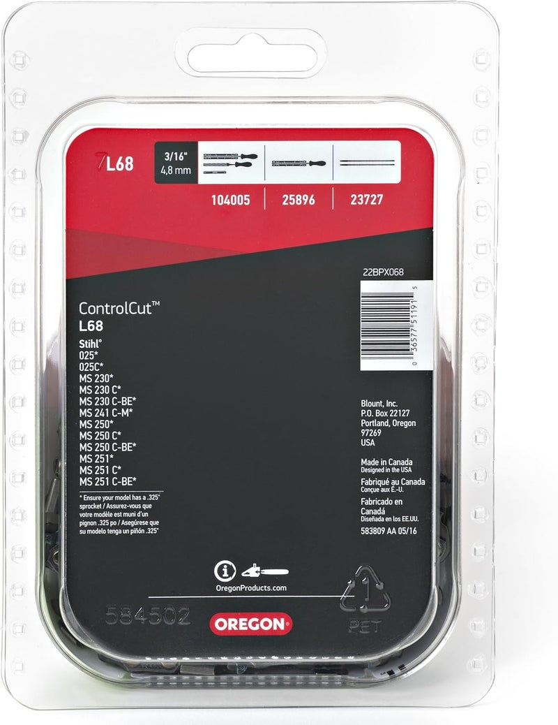 Oregon L68 ControlCut Chainsaw Chain for 18-Inch Bar, 68 Drive Links, .325" Pitch, .063" Gauge, Fits Several Stihl Models (22BPX068G),Grey - Image 2