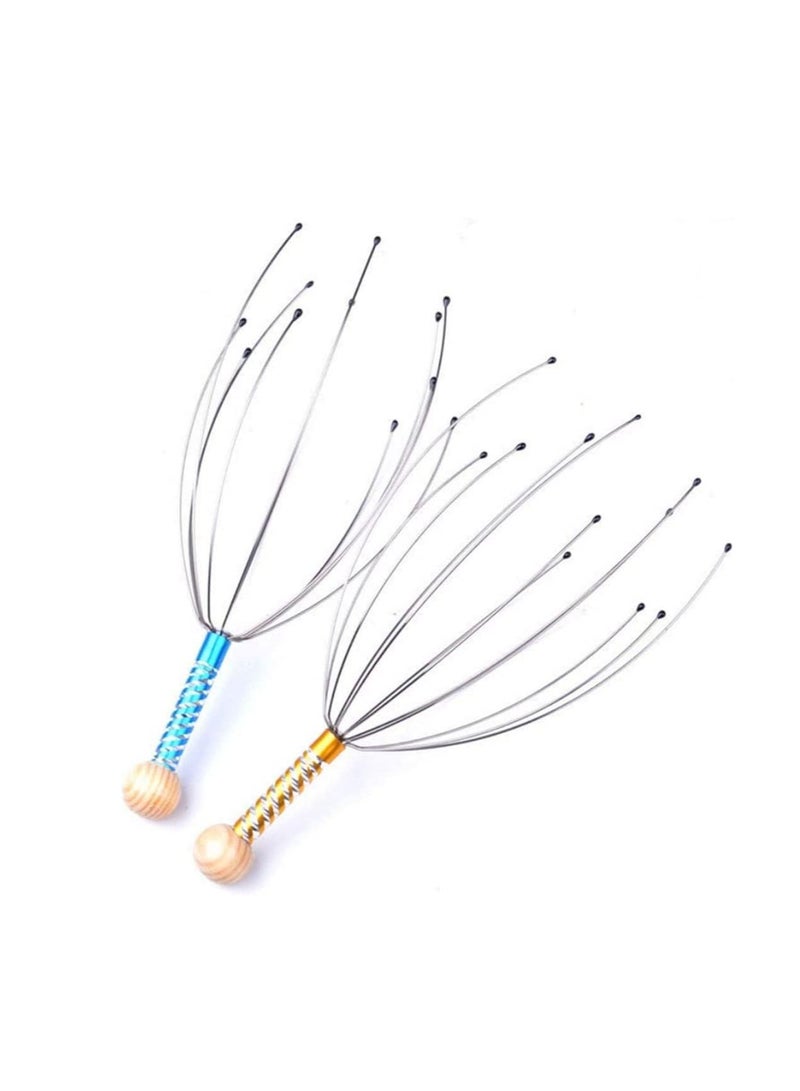 ORiTi مدلك الرأس ORiTi - تدليك فروة الرأس العلاجي المريح - حكة الرأس - تخفيف التوتر المحمول (طقم 2 قطعة أصفر وأزرق) - Image 1