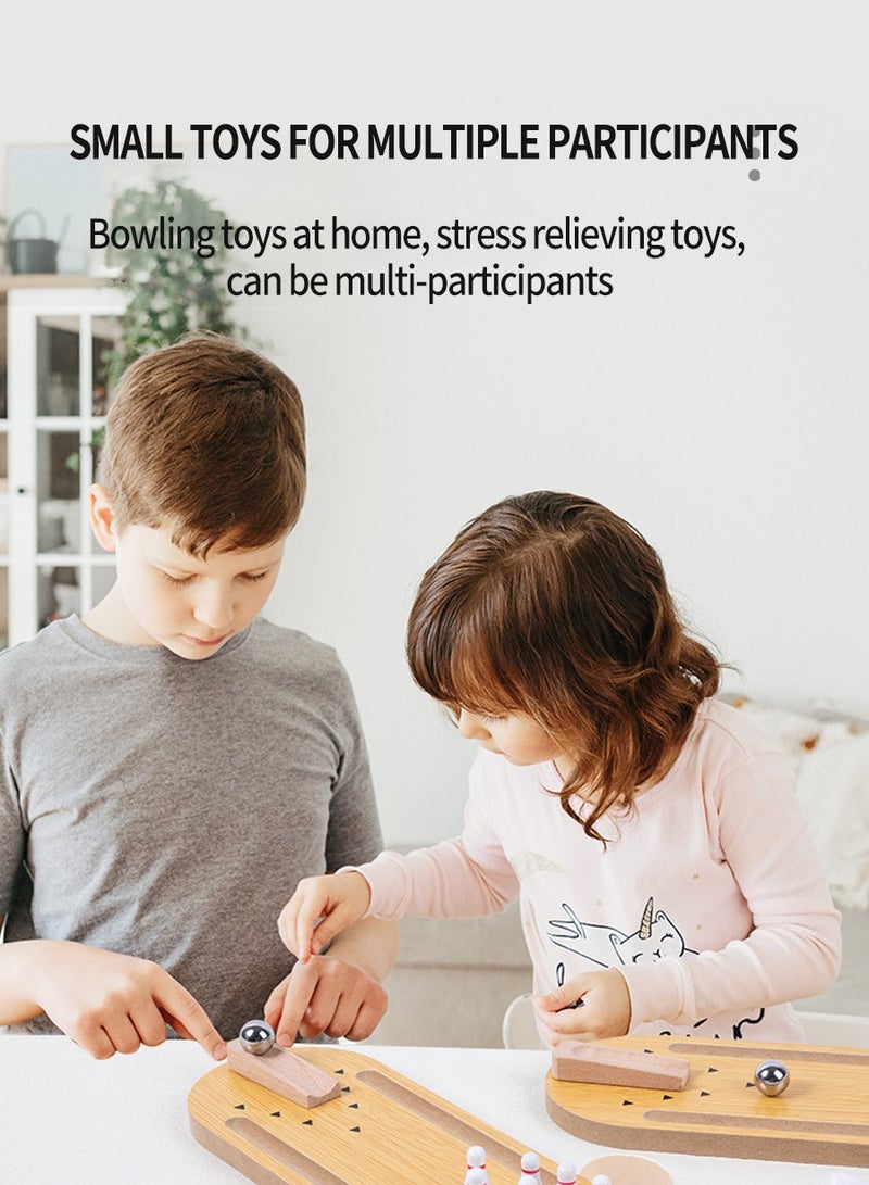 BEIRUI ألعاب الأطفال، ألعاب البولينغ المصغرة، ألعاب البولينغ، مجموعة ألعاب البولينغ المصغرة، 10 كرات بولينغ وكرات بولينغ معدنية، هدايا ممر البولينغ للعائلة للبالغين والأطفال - Image 2