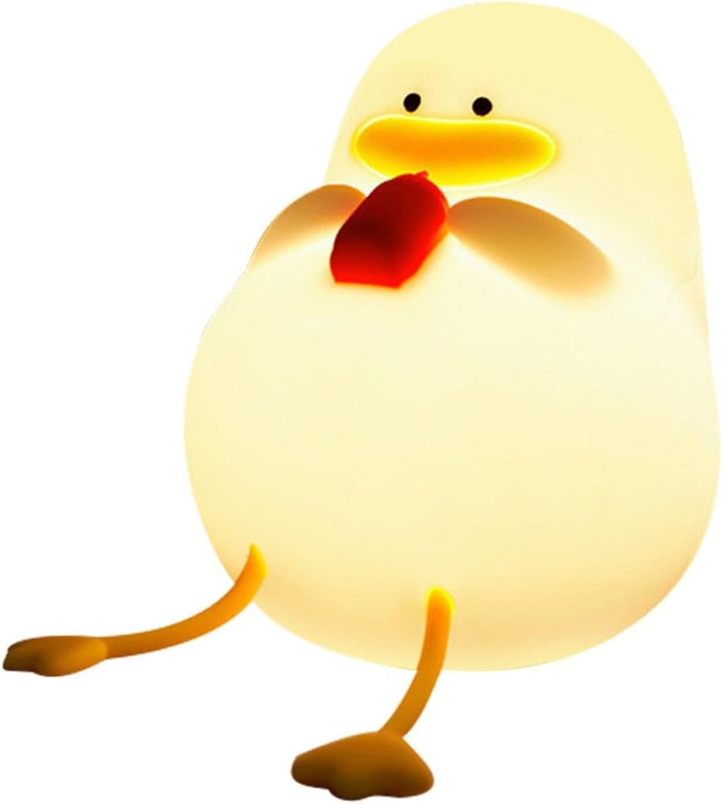 Silicone Duck Night Light for Bedroom, Cartoon Bedside Decorative Lamp with Soft Yellow Glow, Friendly Nursery Nightlight for Boys - Image 1