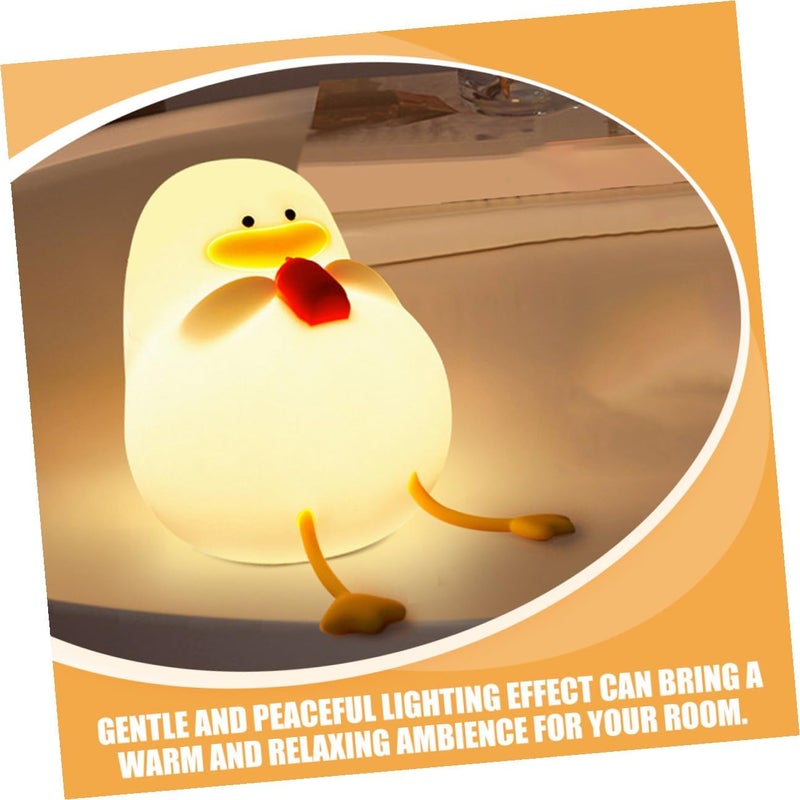 Silicone Duck Night Light for Bedroom, Cartoon Bedside Decorative Lamp with Soft Yellow Glow, Friendly Nursery Nightlight for Boys - Image 5