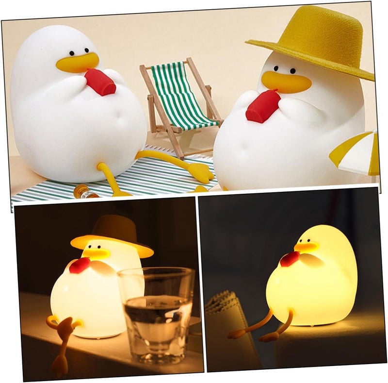 Silicone Duck Night Light for Bedroom, Cartoon Bedside Decorative Lamp with Soft Yellow Glow, Friendly Nursery Nightlight for Boys - Image 3