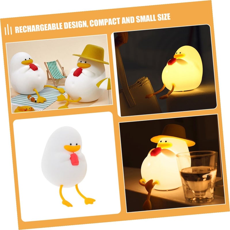 Silicone Duck Night Light for Bedroom, Cartoon Bedside Decorative Lamp with Soft Yellow Glow, Friendly Nursery Nightlight for Boys - Image 4