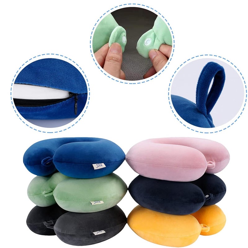 ink craft Pure Memory Foam Neck Pillow Airplane Bus Car Travel Pillow UShaped Super Lightweight Portable Headrest Pillow Removable Foam Washable Pillow Blue - Image 3