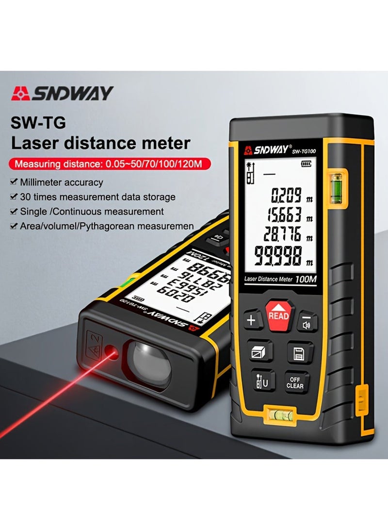 SNDWAY Laser Measure 50M, Ft/in/M Unit Switch Digital Laser Tape Measure with Bubble Level Laser Measurement Tool, LCD Backlit Laser Distance Measure Pythagorean Mode Area and Volume Measuring Industrial Measuring Tool Laser Measurement Tool - Image 3