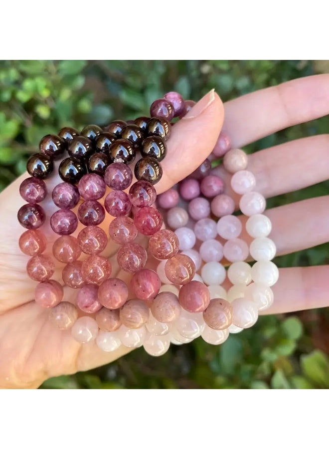 Goolsky سوار 1PC للحب، يمثل العاطفة والجذب، مصنوع من الكوارتز الوردي، رودونيت، وحجر القمر، إكسسوارات نسائية - Image 4