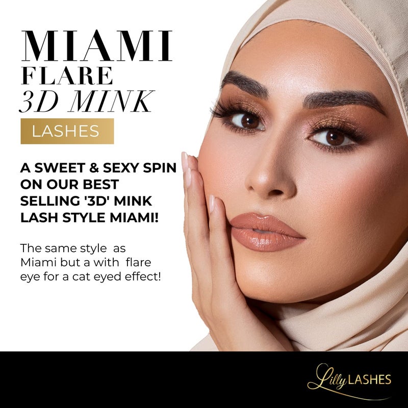Lilly Lashes Miami Flare 3D Mink Lashes, Mink Eyelashes, The Original Lilly Lash For Wispy & Natural Look, Reusable Eyelashes up to 25x, Fluffy Lashes, Strip Lashes, Lash Glue not Included - Image 2