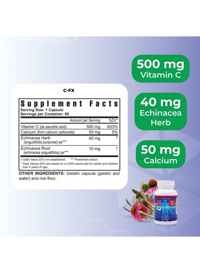 Youngevity C-Fx - Vitamin C 500mg, Echinacea Herb & Root for Immune Support Supplement (90 Capsules) - Image 3