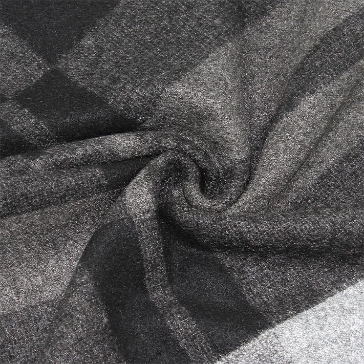 Define Essentials Men's Winter Warm Long Soft Plaid Scarf with Tassels, Soft Classic mens scraves (Black Grey Square) - Image 3