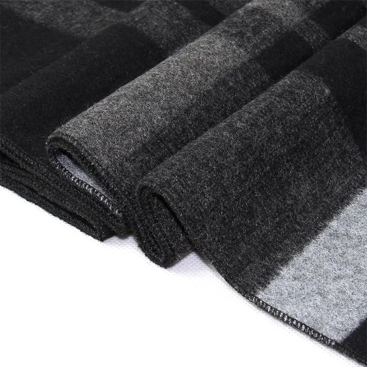 Define Essentials Men's Winter Warm Long Soft Plaid Scarf with Tassels, Soft Classic mens scraves (Black Grey Square) - Image 5