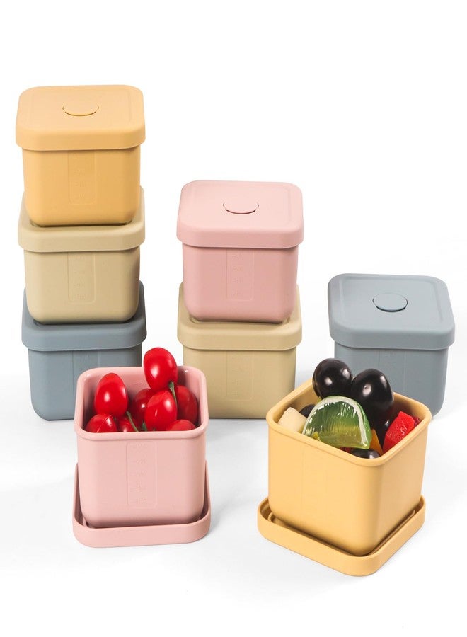 AOEDEO 8 pcs 10 oz Silicone Snack Containers with Lids Silicone Food Storage Containers, Baby Snack Container Small Lunch Container for Kids, Daycare, School and Travel - Image 1