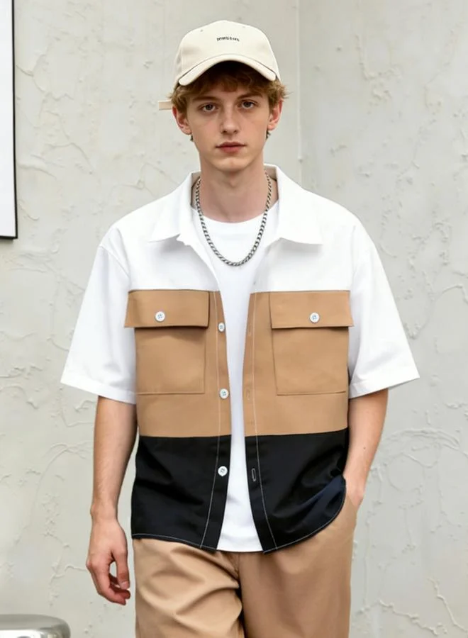Take Two  Men Color Block Pocket Detail Shirt and Shorts Co-ords for Men | Best Price UAE