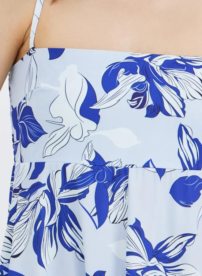 Take Two Take Two Flower Print Strappy A-Line Maxi Dress