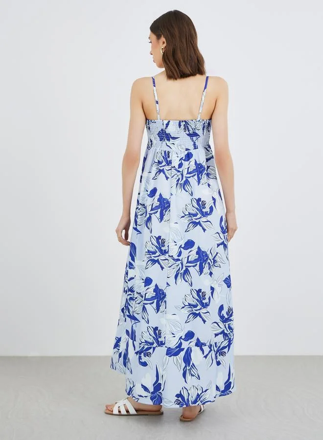 Take Two Take Two Flower Print Strappy A-Line Maxi Dress