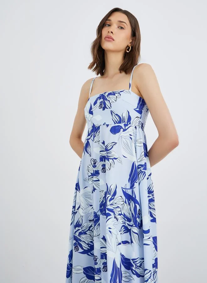 Take Two Take Two Flower Print Strappy A-Line Maxi Dress