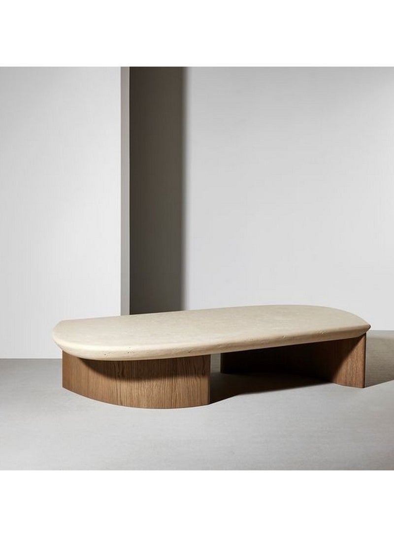 بيتك طاولة قهوة خشب سويدي بني و ابيض - 120×50×30 سم - Image 1