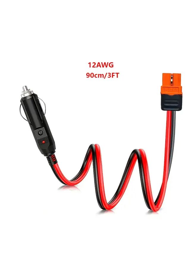 كابل تمديد XT60i إلى قابس سيارة 12AWG 12V نحاسي ذكر بطول 10 أقدام 36 فولت جهد تشغيل للمولدات المحمولة ومحطات الطاقة واستخدام السيارة والقارب - Image 3