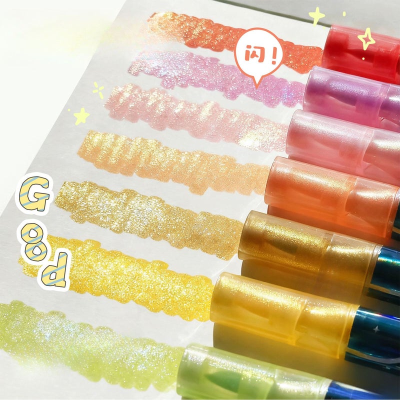 12 Colors Dual Ended Metallic Sequin Marker Pen With Brush Tip For Card Making Gifts Decorations Artists And Journal Keepers Medium Nib Water Based Ink Set - Image 4