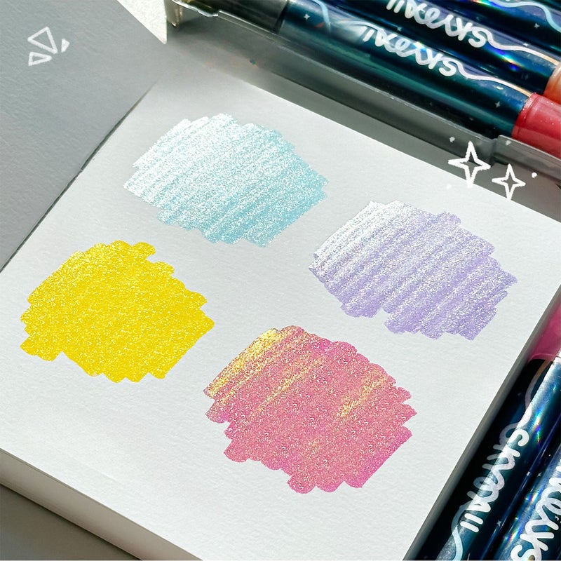 12 Colors Dual Ended Metallic Sequin Marker Pen With Brush Tip For Card Making Gifts Decorations Artists And Journal Keepers Medium Nib Water Based Ink Set - Image 5