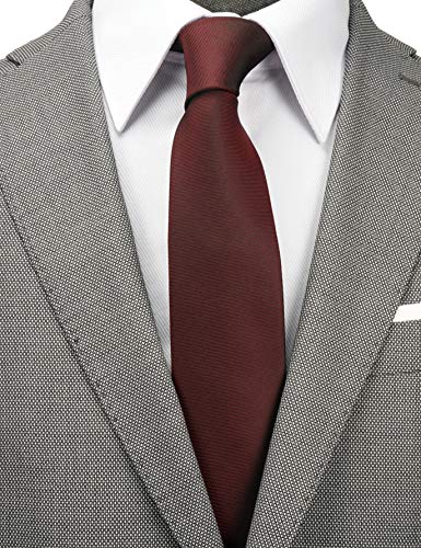 ZENXUS Skinny Solid Ties for Men, 2.5 inch Matte Burgundy Slim Neckties Bulk for Wedding, Groomsmen, Activities, 4-Pack - Image 2