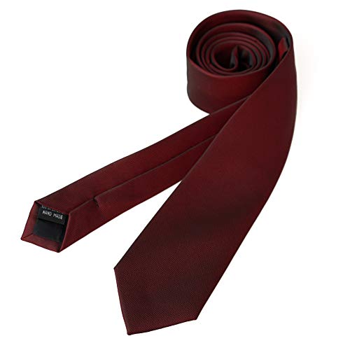 ZENXUS Skinny Solid Ties for Men, 2.5 inch Matte Burgundy Slim Neckties Bulk for Wedding, Groomsmen, Activities, 4-Pack - Image 3