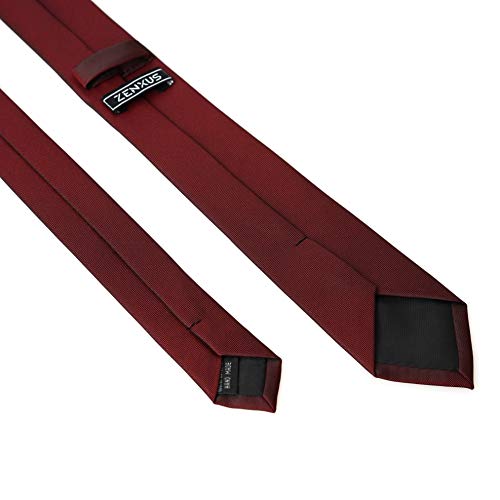 ZENXUS Skinny Solid Ties for Men, 2.5 inch Matte Burgundy Slim Neckties Bulk for Wedding, Groomsmen, Activities, 4-Pack - Image 4