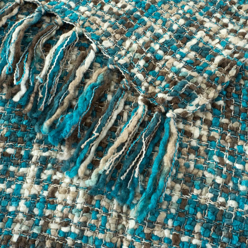 GINAMUSE Multi-Color Teal Cable Woven Throw Blanket for Couch,50"X60" Boho Style Textured Blankets for Home Decor,Super Soft Warm Cozy Chunky Blanket with Decorative Tassels for Bed and Sofa - Image 4