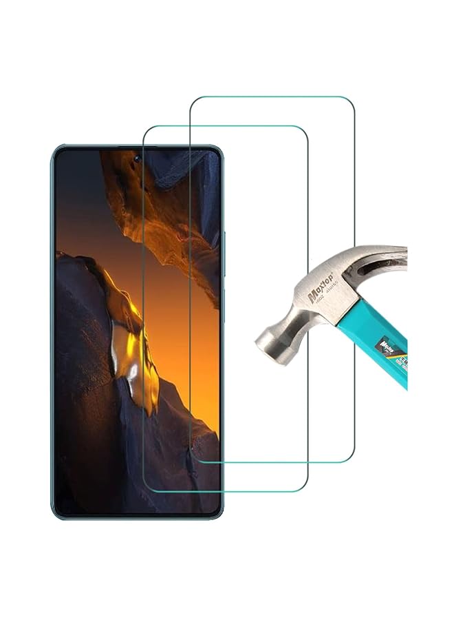 عبوتان متوافقتان مع واقي الشاشة Xiaomi Poco F5 5G مقاس 6.67 بوصة من الزجاج المقسى لهاتف Poco F5 5G 9H مقاوم للخدش وخالي من الفقاعات وسهل التركيب - Image 1