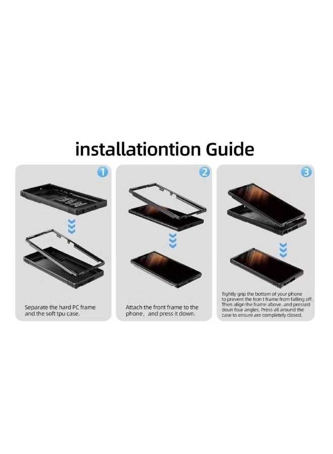 Samsung Galaxy S24 Ultra Case, Slide Camera Cover, Built in 360° Rotate Ring Kickstand, Drop Proof Shockproof Test, Heavy Duty Shockproof Protective Case for Galaxy S24 Ultra 5G 2024 Black - Image 5