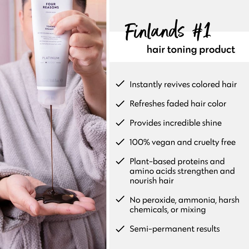 FOUR REASONS Color Depositing Shampoo for Color Treated Hair - Platinum Blonde/Grey, Sulfate Free Grey Hair Toner, , 8.45 Fl Oz - Image 4
